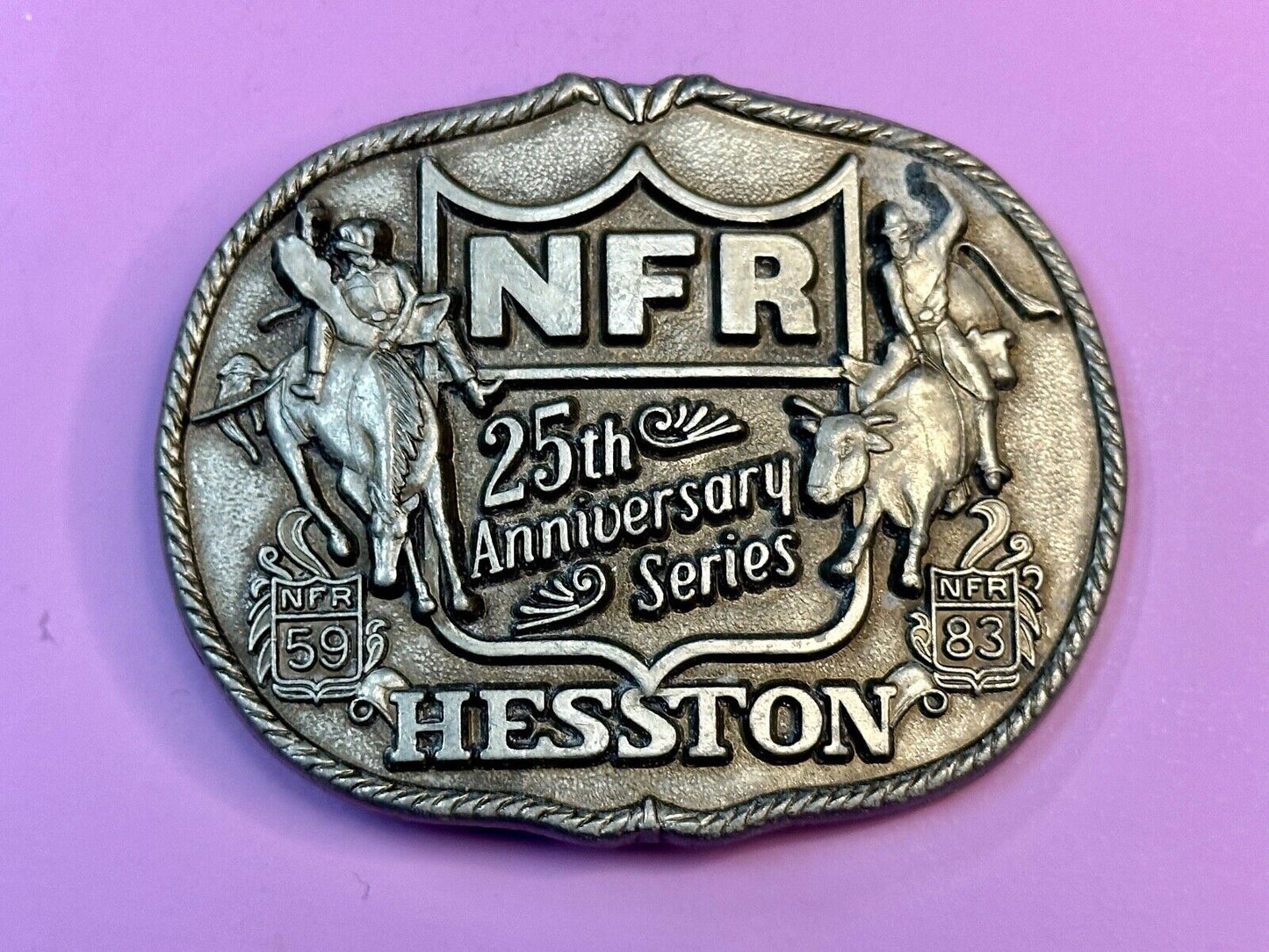 1983 HESSTON Belt Buckle NFR 25th Anniversary First Edition Limited Rodeo