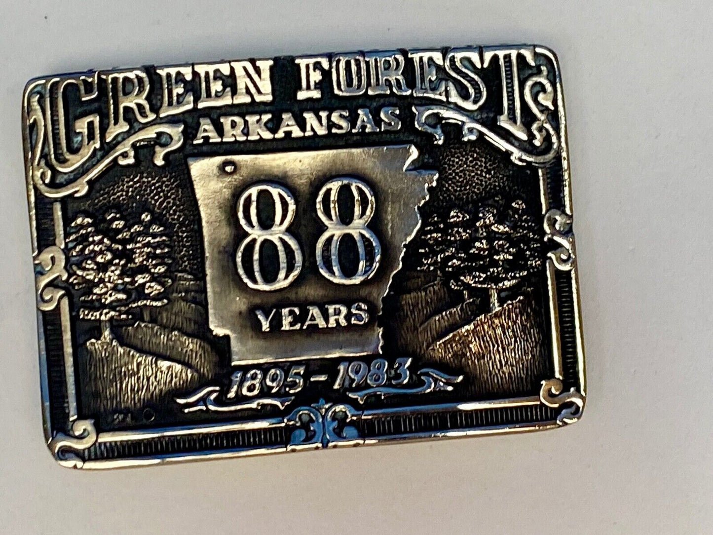 Arkansas green forest 88 year celebration belt buckle limited to 500! by ADM