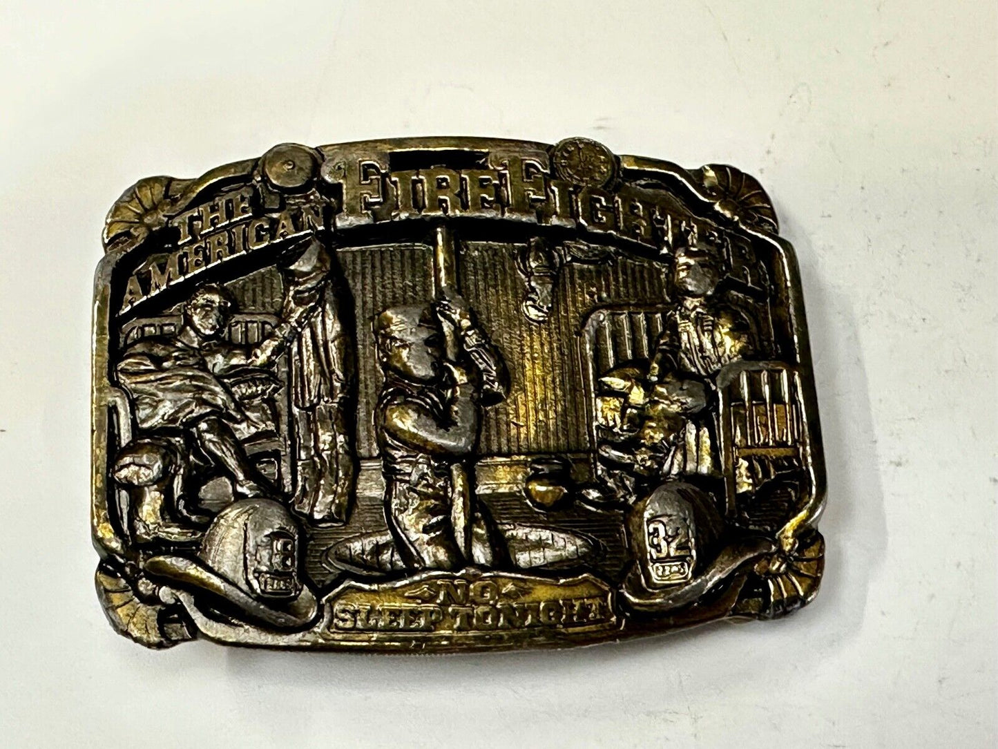 1986 The American Fire Fighter No Sleep Tonight Great American Belt Buckle