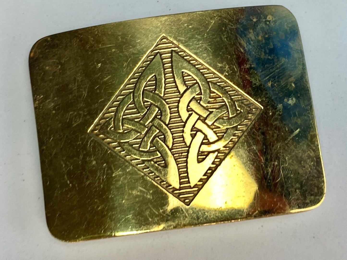 Antique Brass tone BOHO HIPPIE Ornate Lines Pattern Belt Buckle