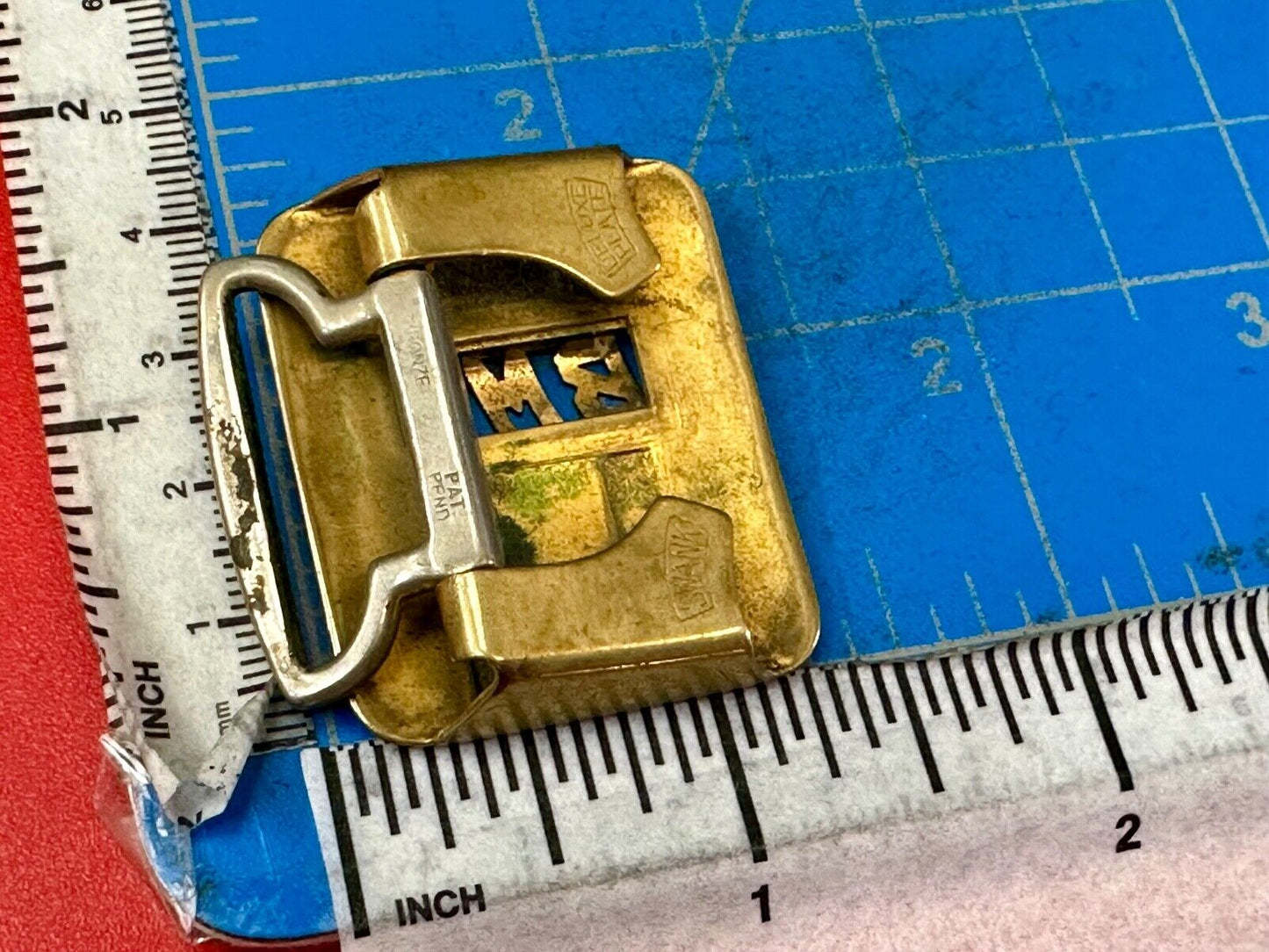 Vintage Art Deco Initials BMC belt buckle Deluxe Plate by Swank