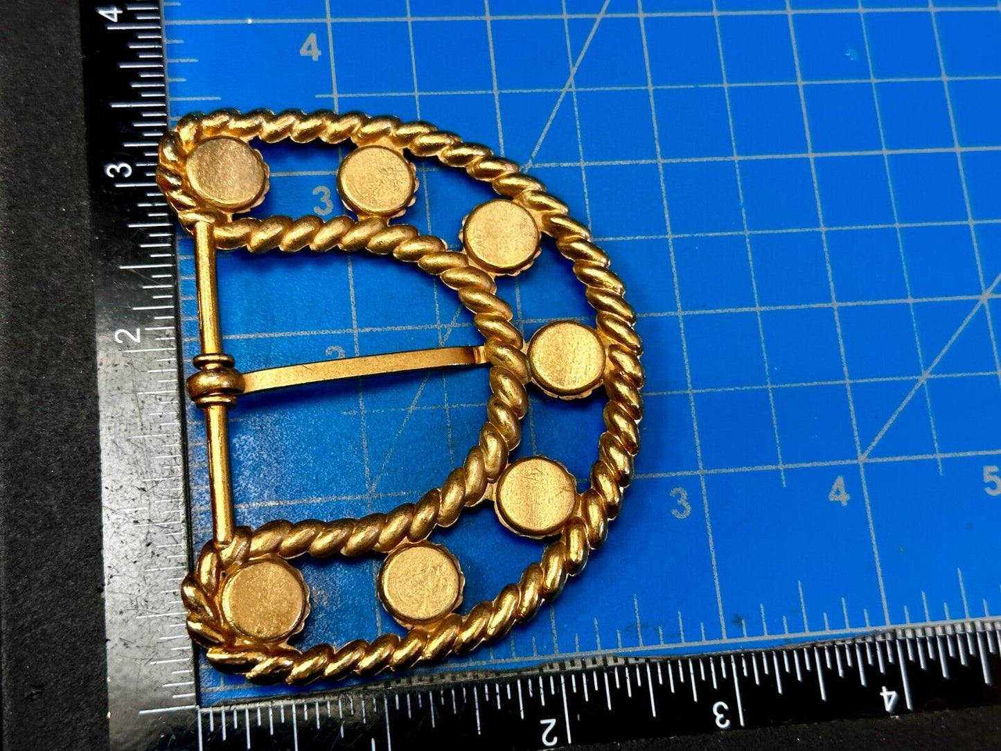 Beautiful Faux Pearl Openwork Rope Border Gold Tone Replacement Belt Buckle