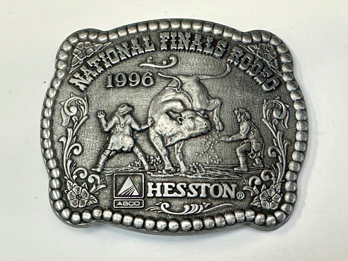 1996 NFR Rodeo Finals Steer Wrestling Cowboy Adult size belt buckle