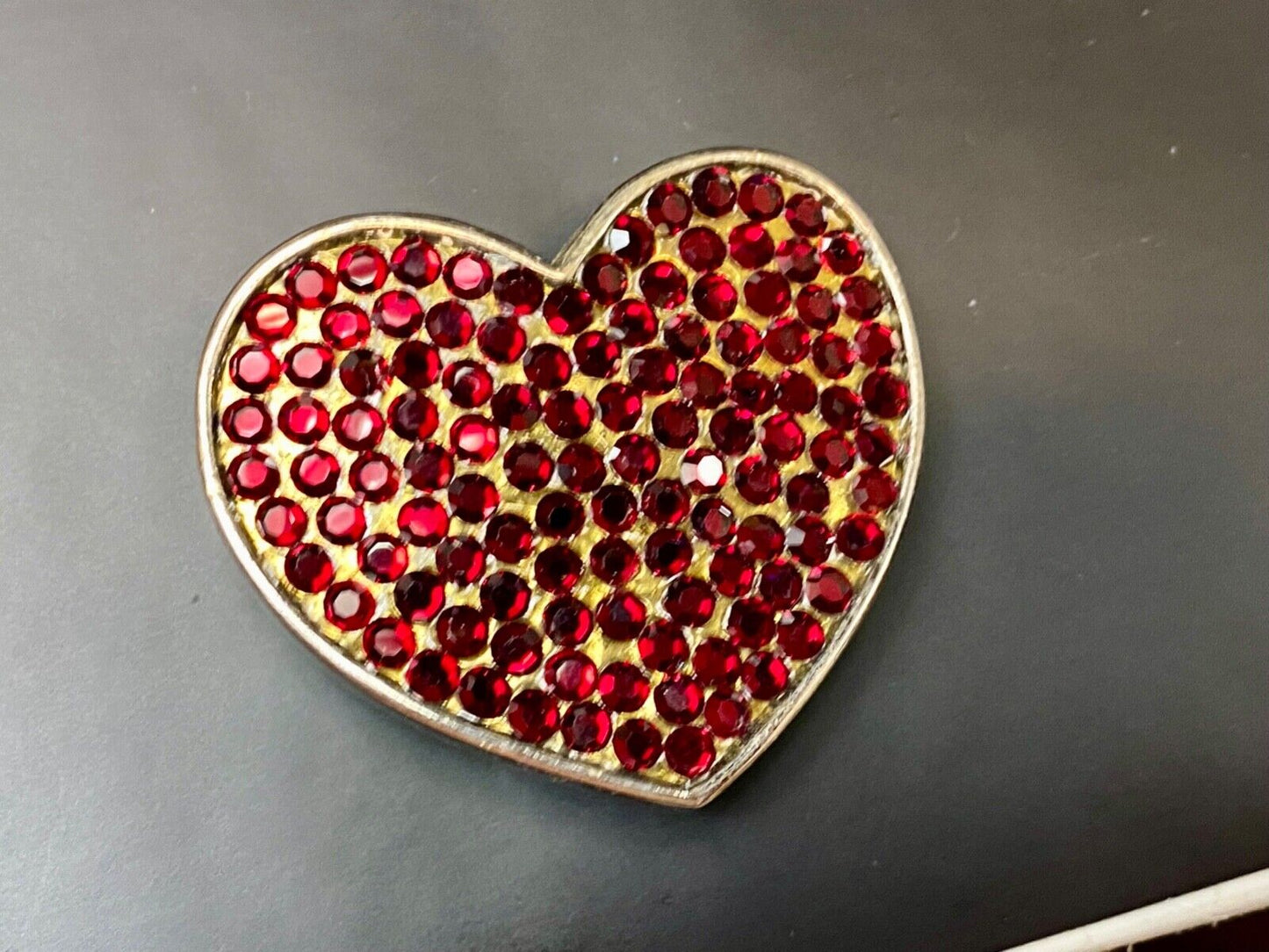 Beautiful Jeweled Red Rhinestone covered HEART cutout belt buckle