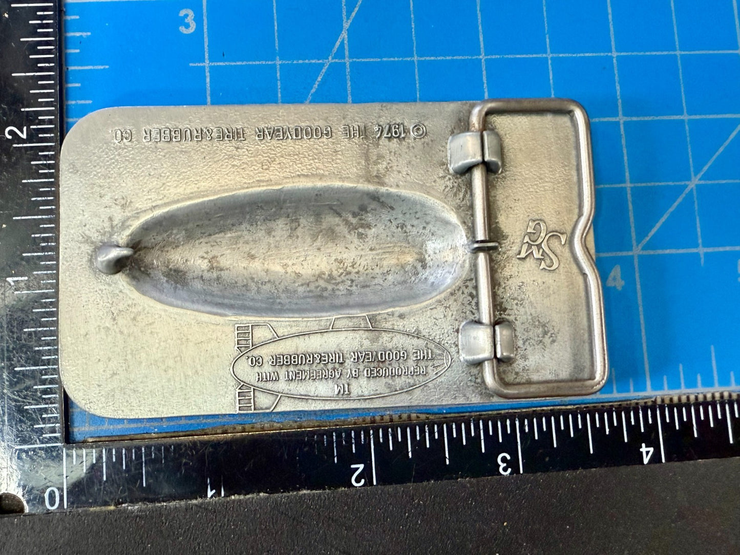 The Goodyear Blimp Tire & Rubber Company Air Ship Vintage 1974 Promo Belt Buckle