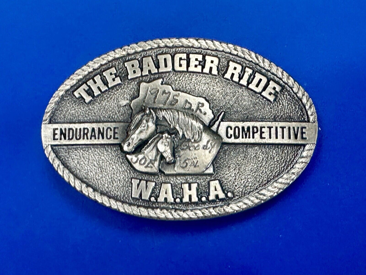 The Badger Ride WAHA Endurance Completive WI Arabian Horse Assn belt buckle
