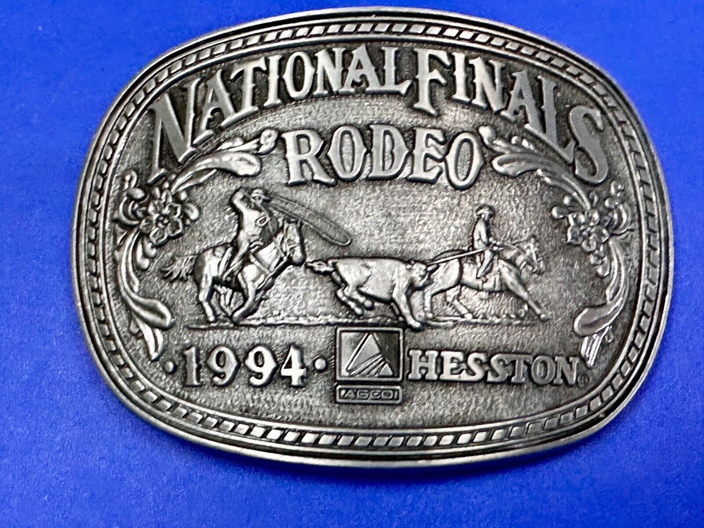 1994 ADM Hesston NFR National Finals Rodeo Cowboys Western Belt Buckle