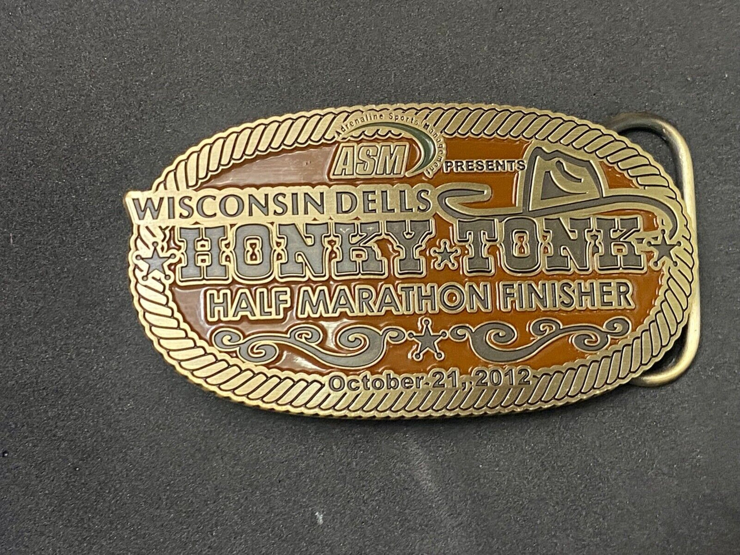 ASM Wisconsin dells Honky Tonk half marathon - finishers trophy belt buckle