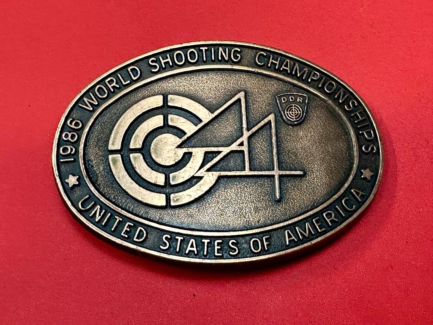 1986 Shooting TeamUSA World Shooting Championships Vintage belt buckle
