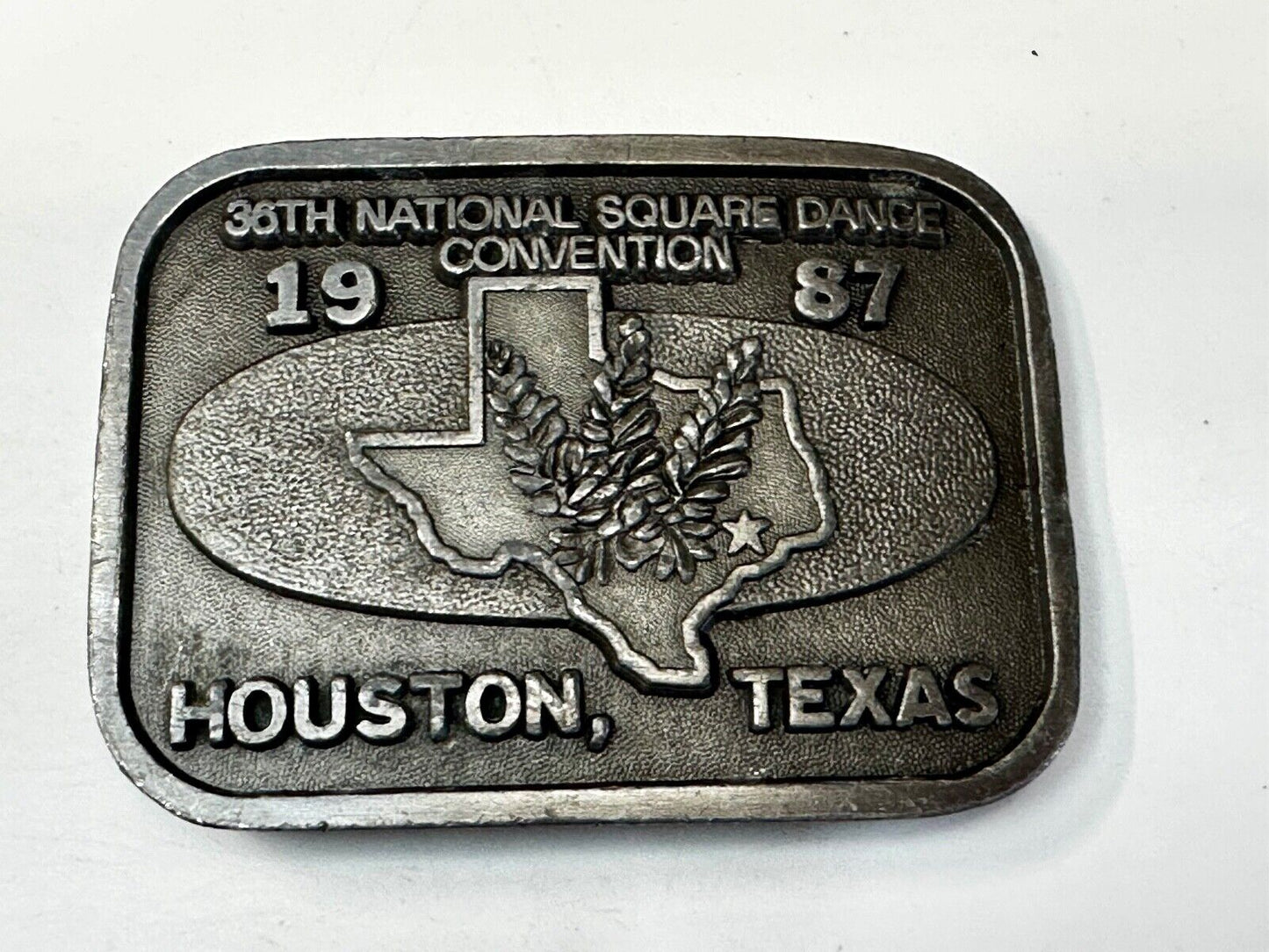 36th National Square Dance Convention 1987 Houston Texas Metal Belt Buckle
