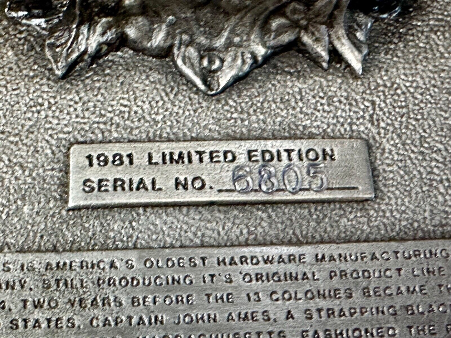 Ames Tools Co America's oldest! since 1774 Vintage 1981 belt buckle