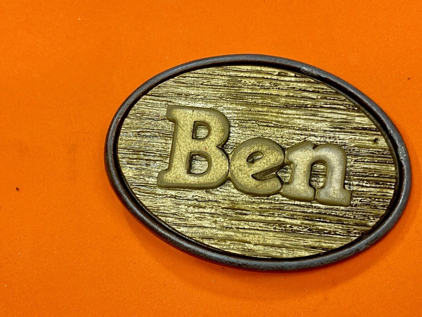 BEN - custom name 1970's Wood Grain theme belt buckle by Oden