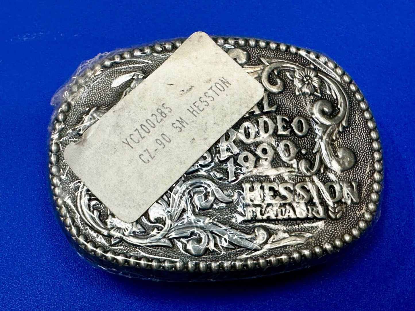 1990 NFR National Finals Rodeo NOS Youth Size Hesston Commemorative Belt Buckle