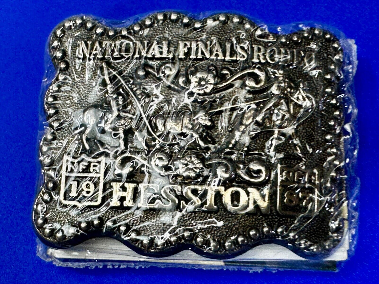 1987 Hesston National Finals Rodeo NFR Rodeo Cowboys NOS Western Belt Buckle
