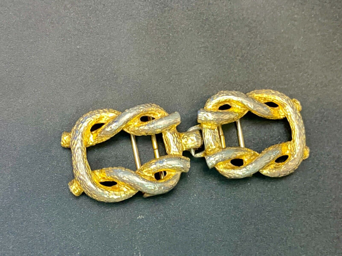 Vintage 70'S Knots - Two Piece Interlocking Belt Buckle Marked Mimi Di N