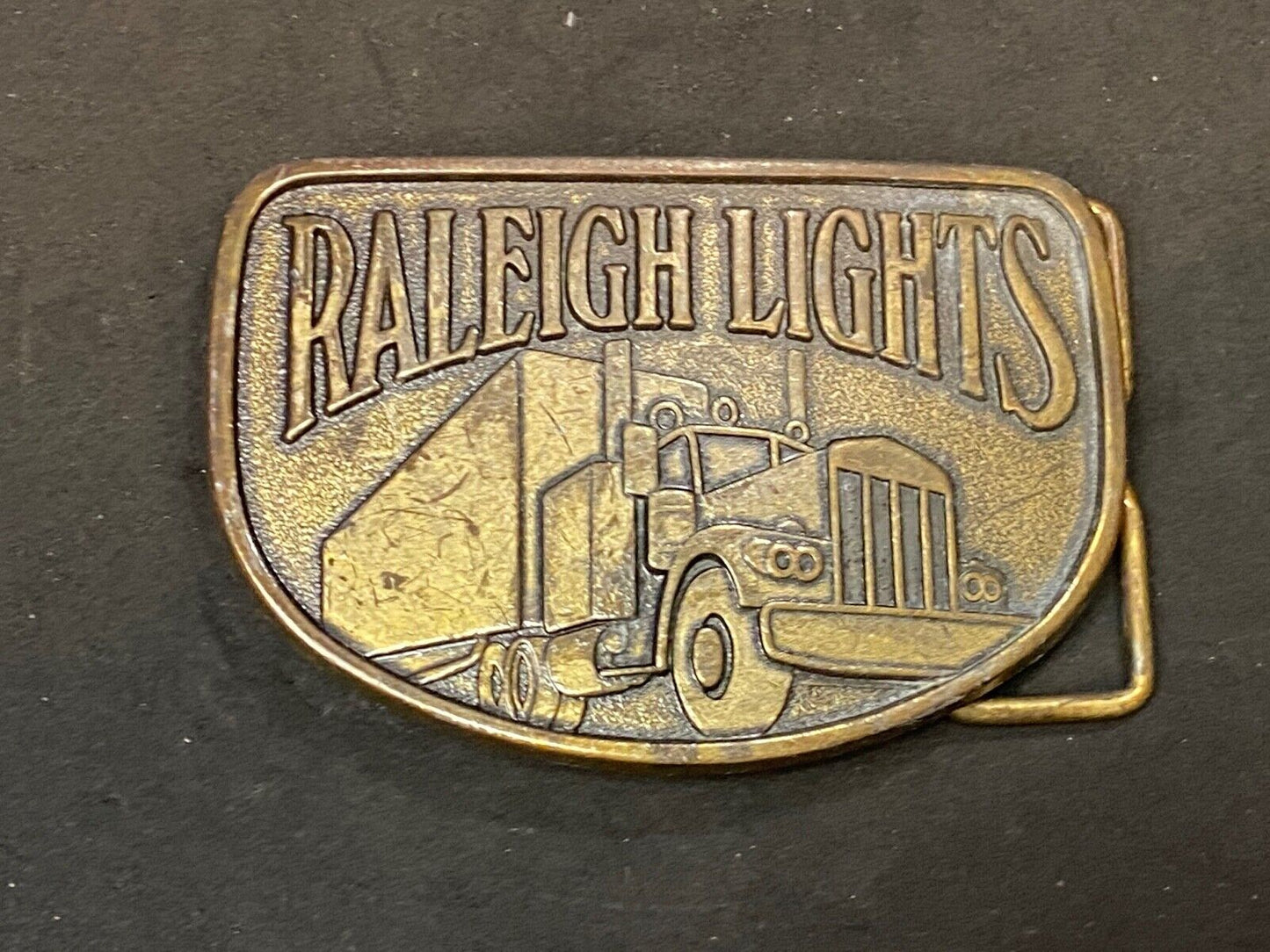 Vintage 80'S? Raleigh Lights Belt Buckle Cigarette Advertising Trucker
