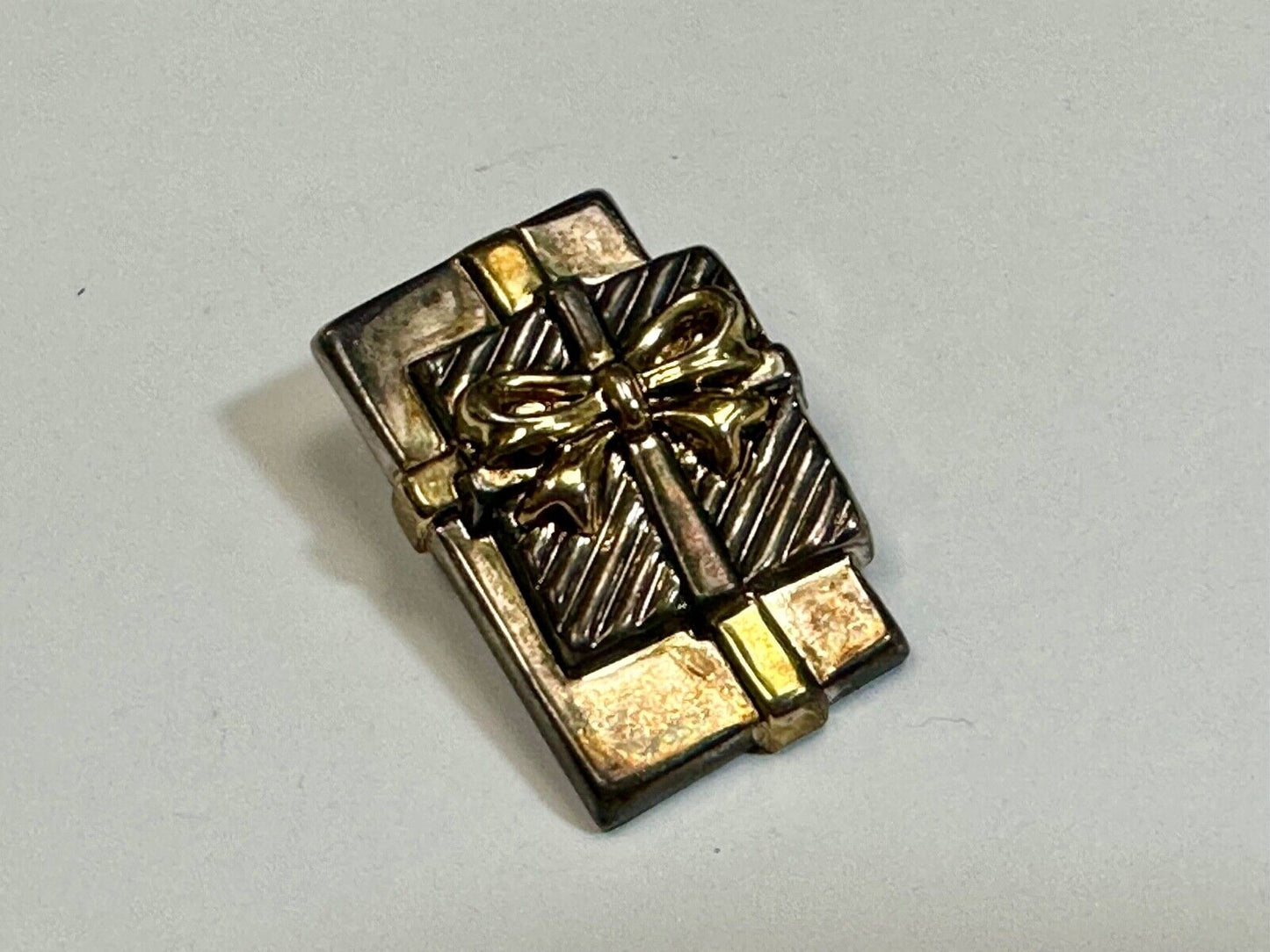 Vintage BEST Christmas Brooch Gift Present Gold Silver Two Tone Pin or PENDANT