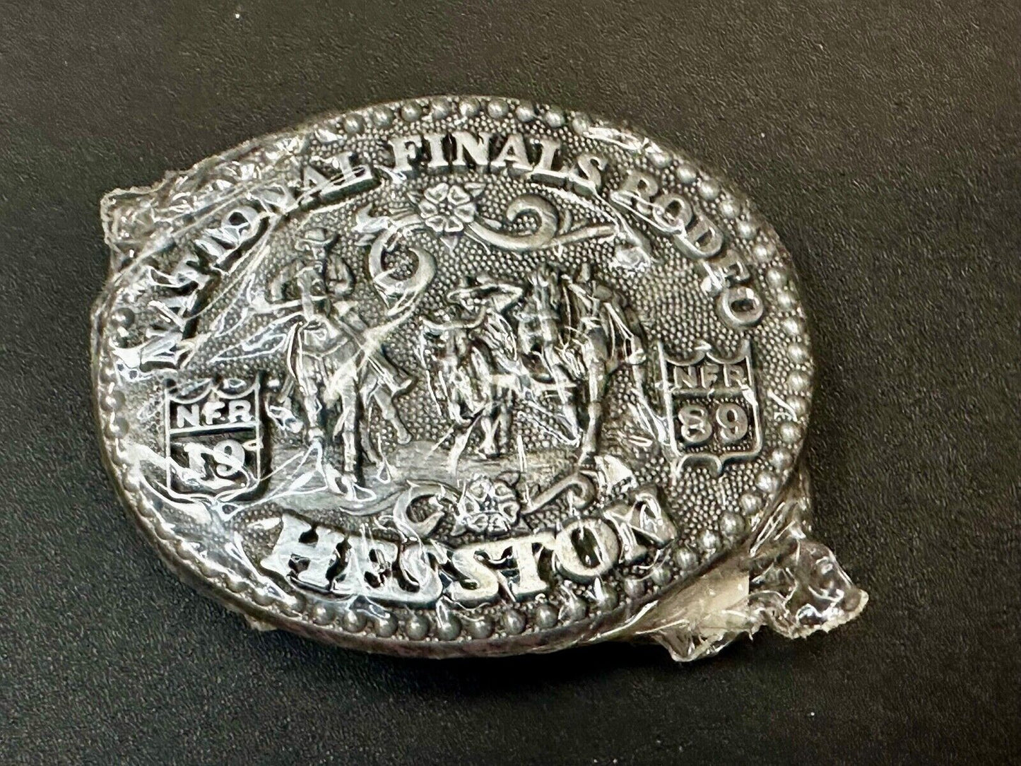 1989 NFR National Finals Rodeo NOS Youth Size Hesston Commemorative Belt Buckle