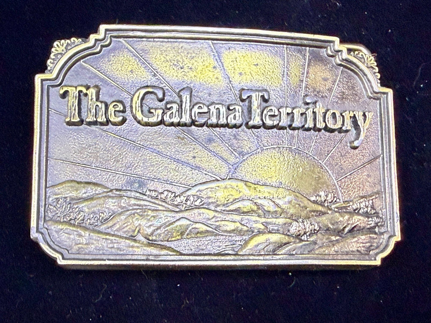 The Galena Territory Brass Belt Buckle Sunrise Illinois Vintage Belt Buckle