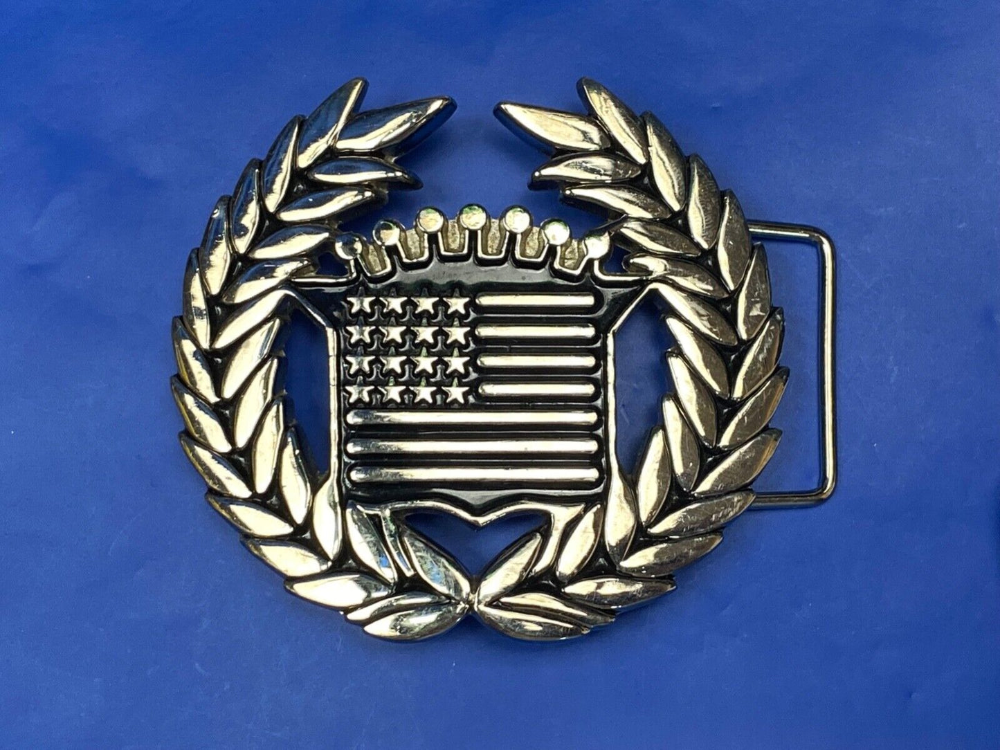 Vintage Cadillac Emblem Flag Chrome Large Belt Buckle Famous Stars And Straps