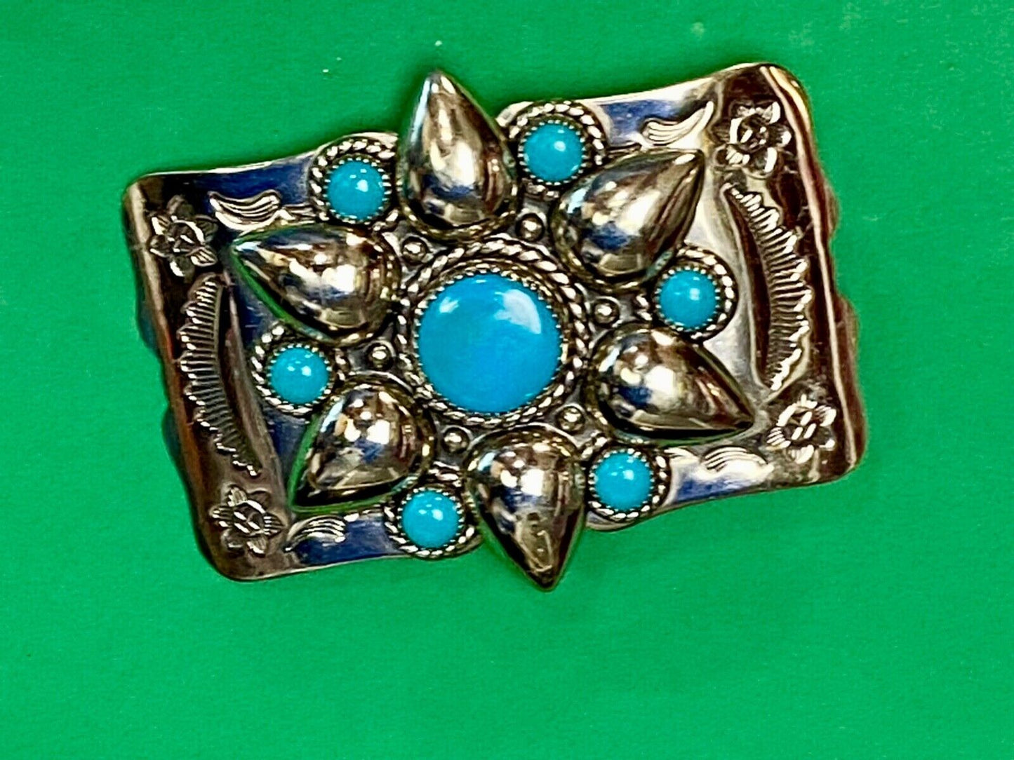 Beautiful Nickel Silver Southwestern 2.5" Wide Belt Buckle By Bell