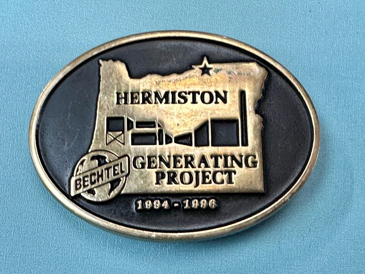 Bechtel HERMISTON Generating Project GE 7FA 94 - 96 Vtg. Anacortes belt buckle