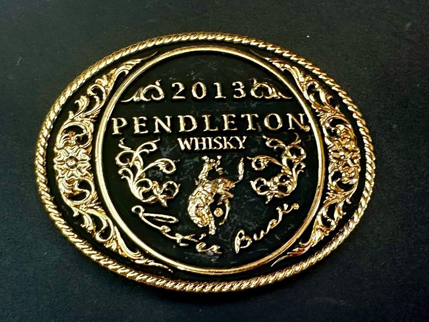 2012 Pendleton Whisky Let'er Buck Montana Silversmith Rodeo Cowboys Belt Buckle