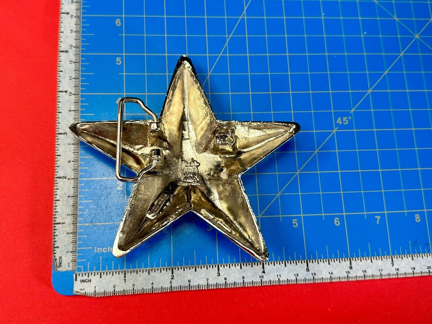 3D STAR dimensional vintage belt buckle by silver star - missing rhinestone's