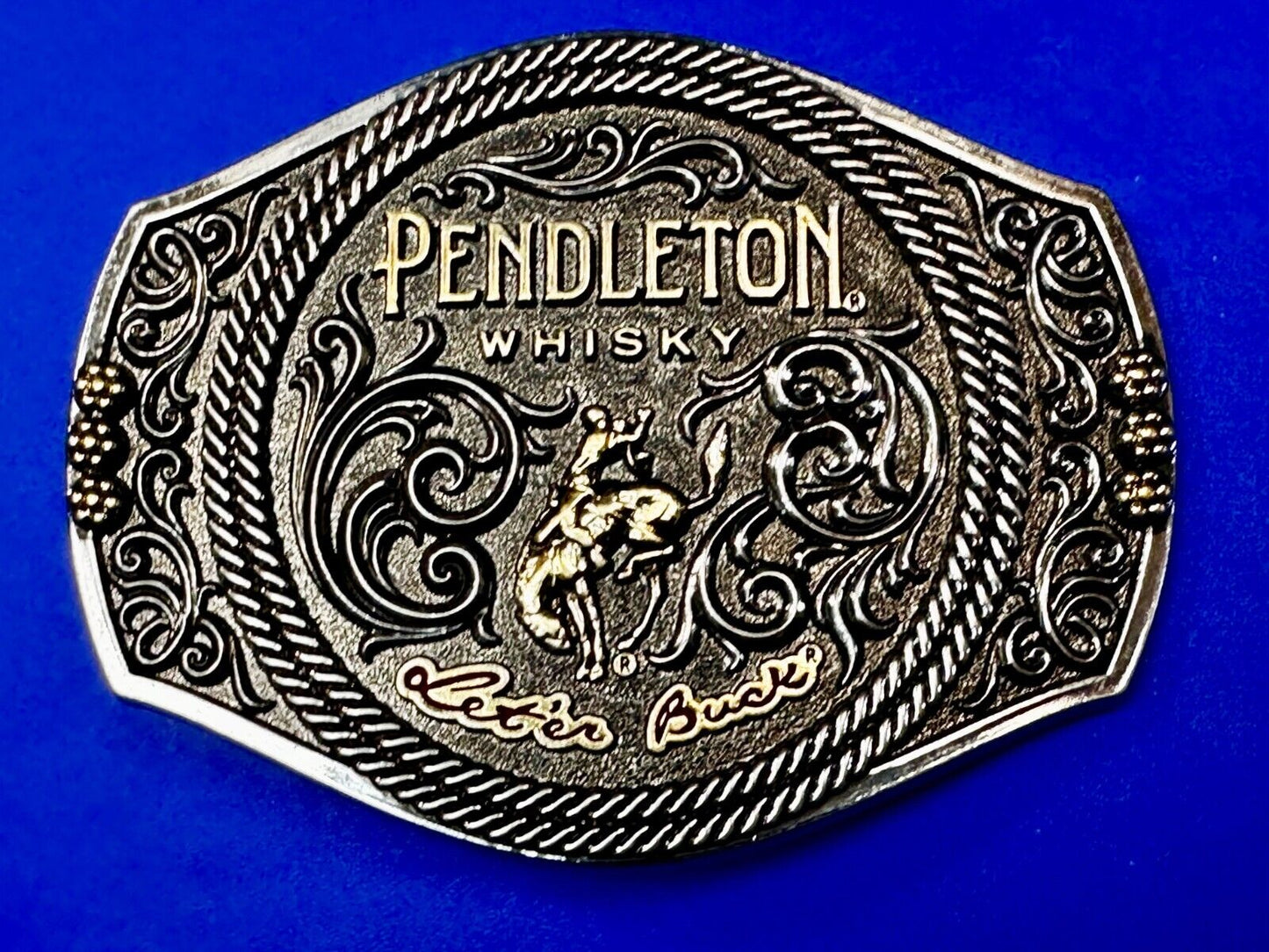2021 Pendleton Whiskey Let'er Buck Rodeo Cowboy Montana Silversmiths Belt Buckle