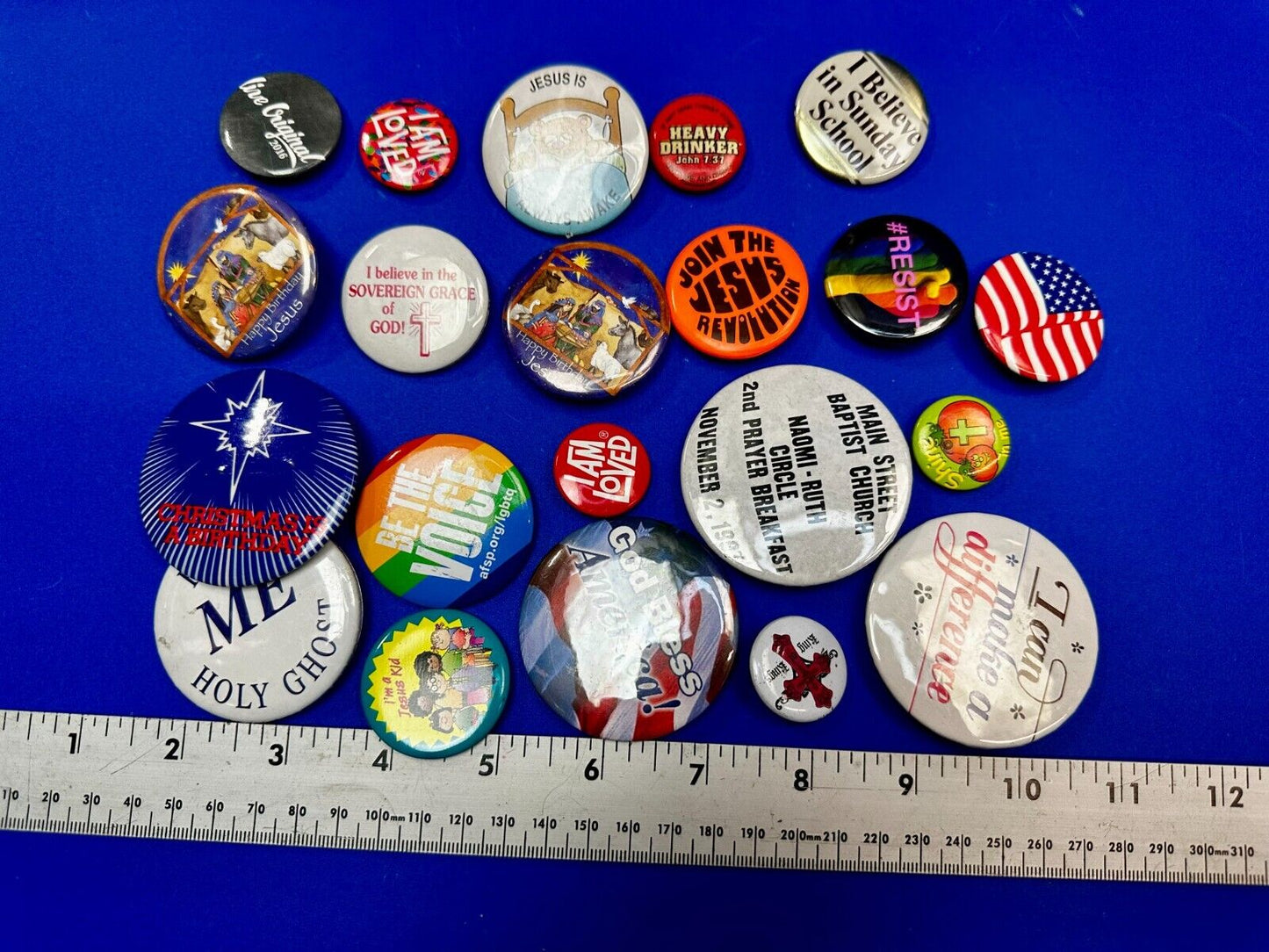 20 Religious Button Pins Pinbacks Mixed Lot Grab Bag Resale Gifts!