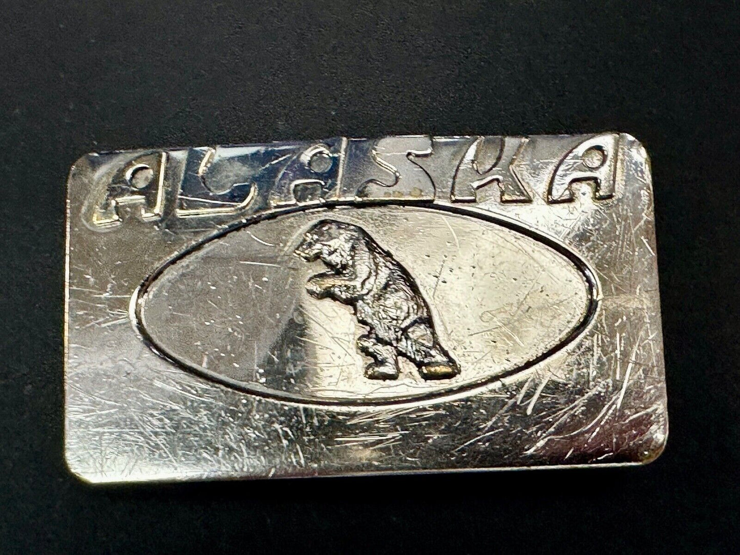 vintage Alaska BEAR State Commemorative solid brass belt buckle