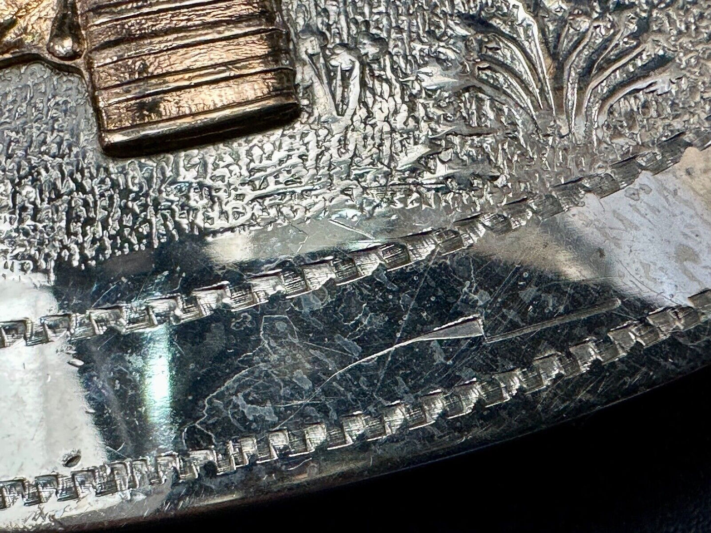 Vintage COMSTOCK CUTTING HORSE Hand Engraved German Silver Belt Buckle
