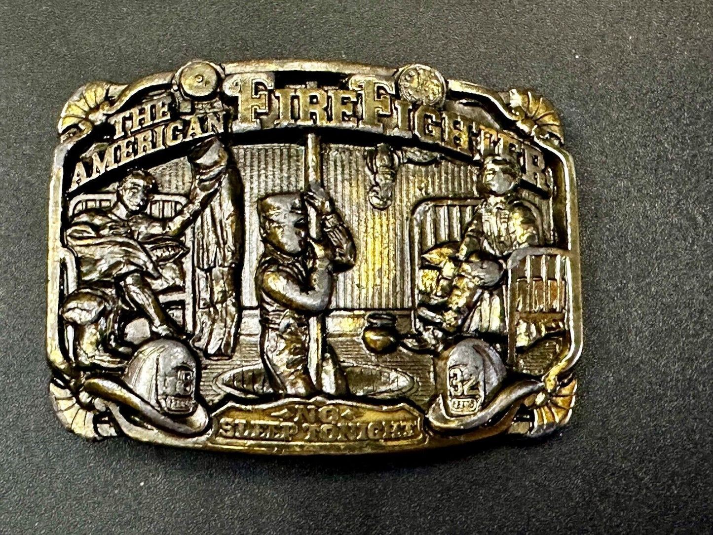 1986 The American Fire Fighter No Sleep Tonight Great American Belt Buckle