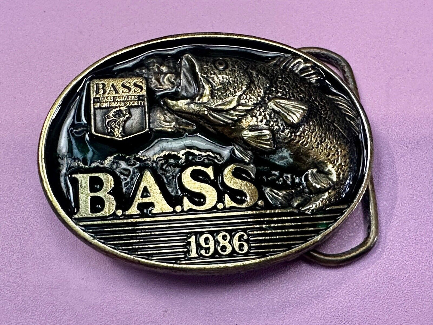 1996 BASS Anglers Sportsman Society Sport Fishing Fishermans Belt Buckle