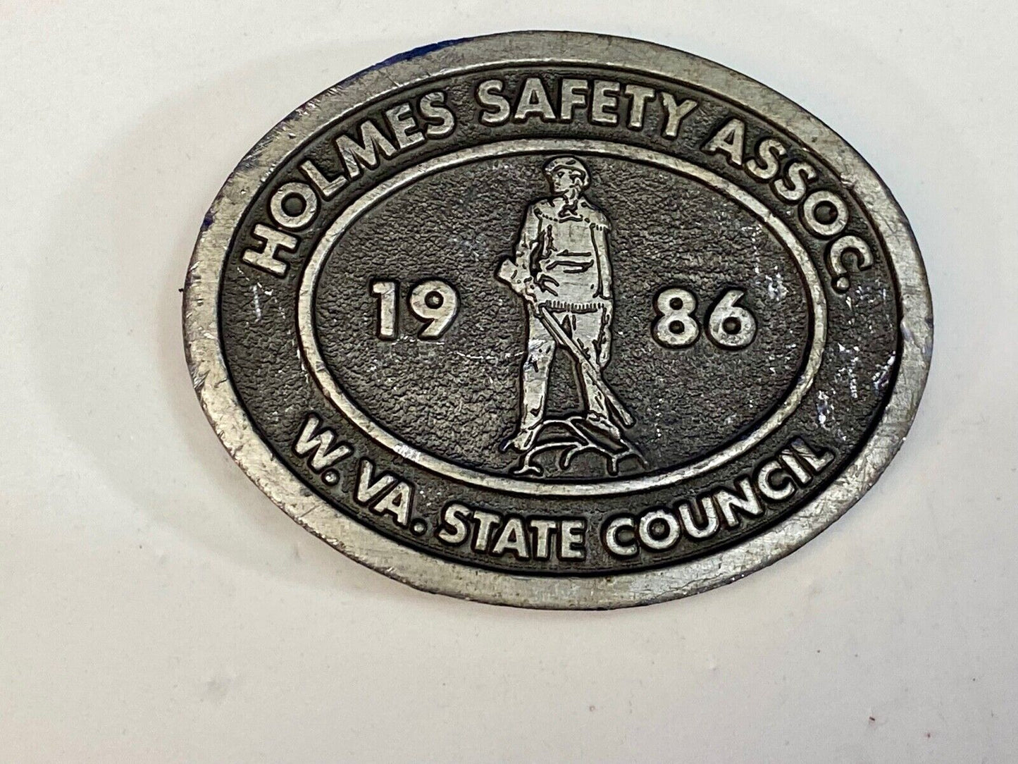 Vintage 1986 Holmes Safety Assn. West Virginia Council Belt Buckle Fox Adds