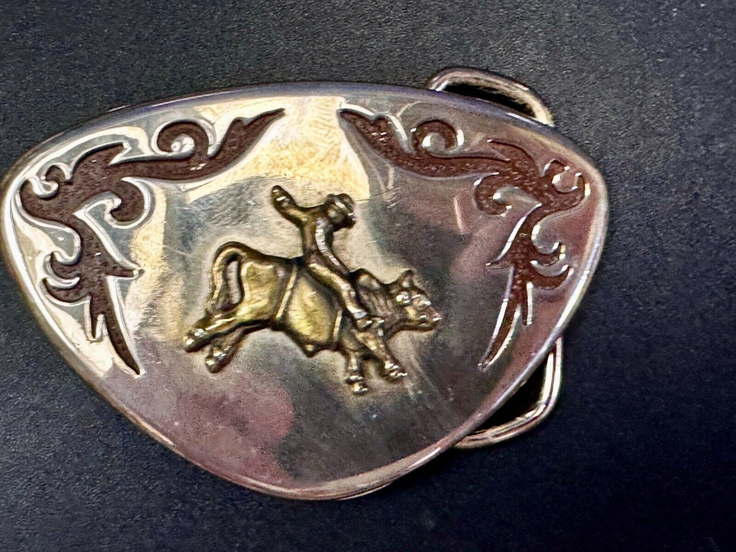 Vintage Cowboy Riding Rodeo Bull Western Belt Buckle