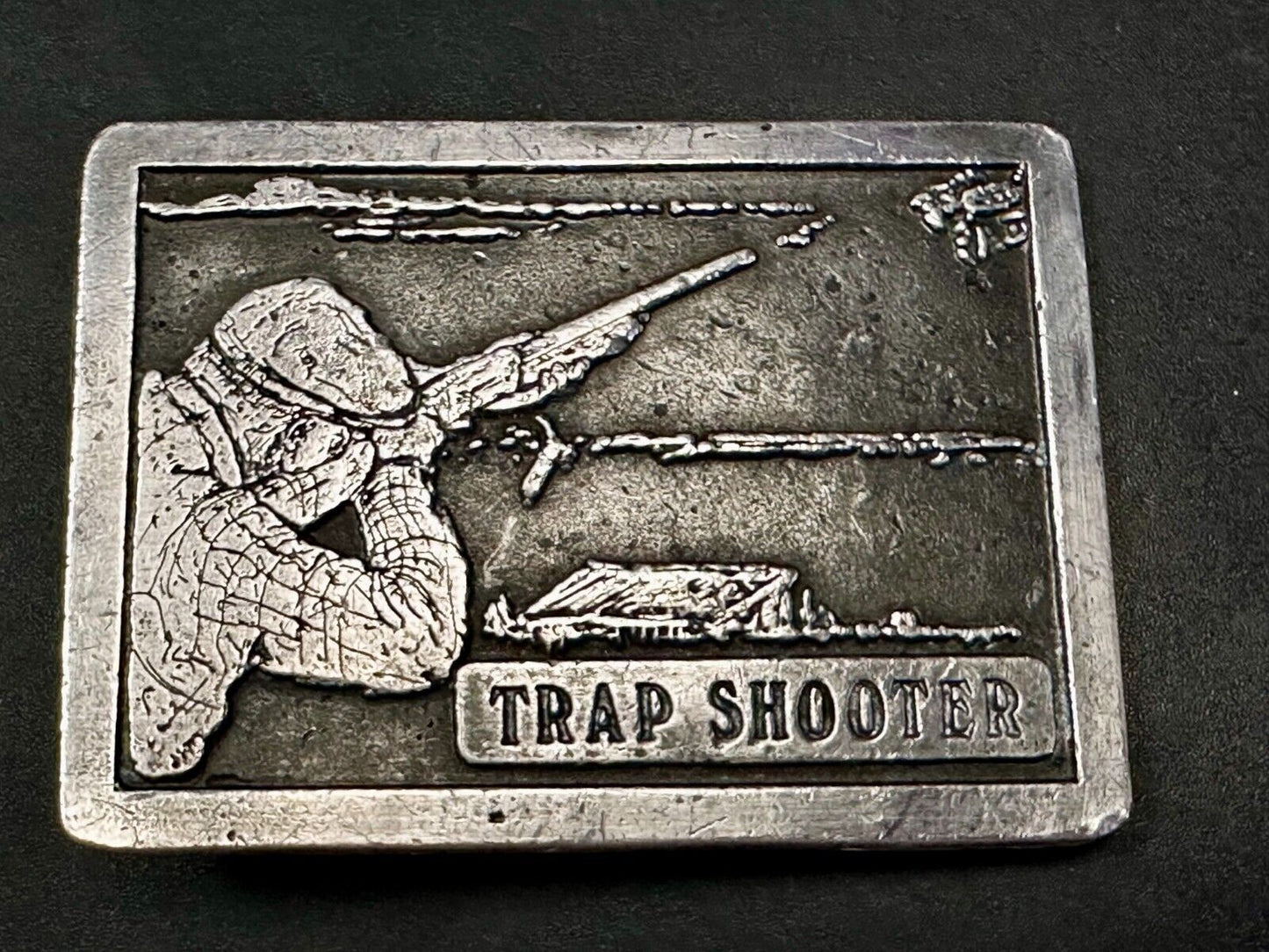 Trap Shooter Shooting Positions Gun Rifle Sports Vintage 1976 Belt Buckle by NS