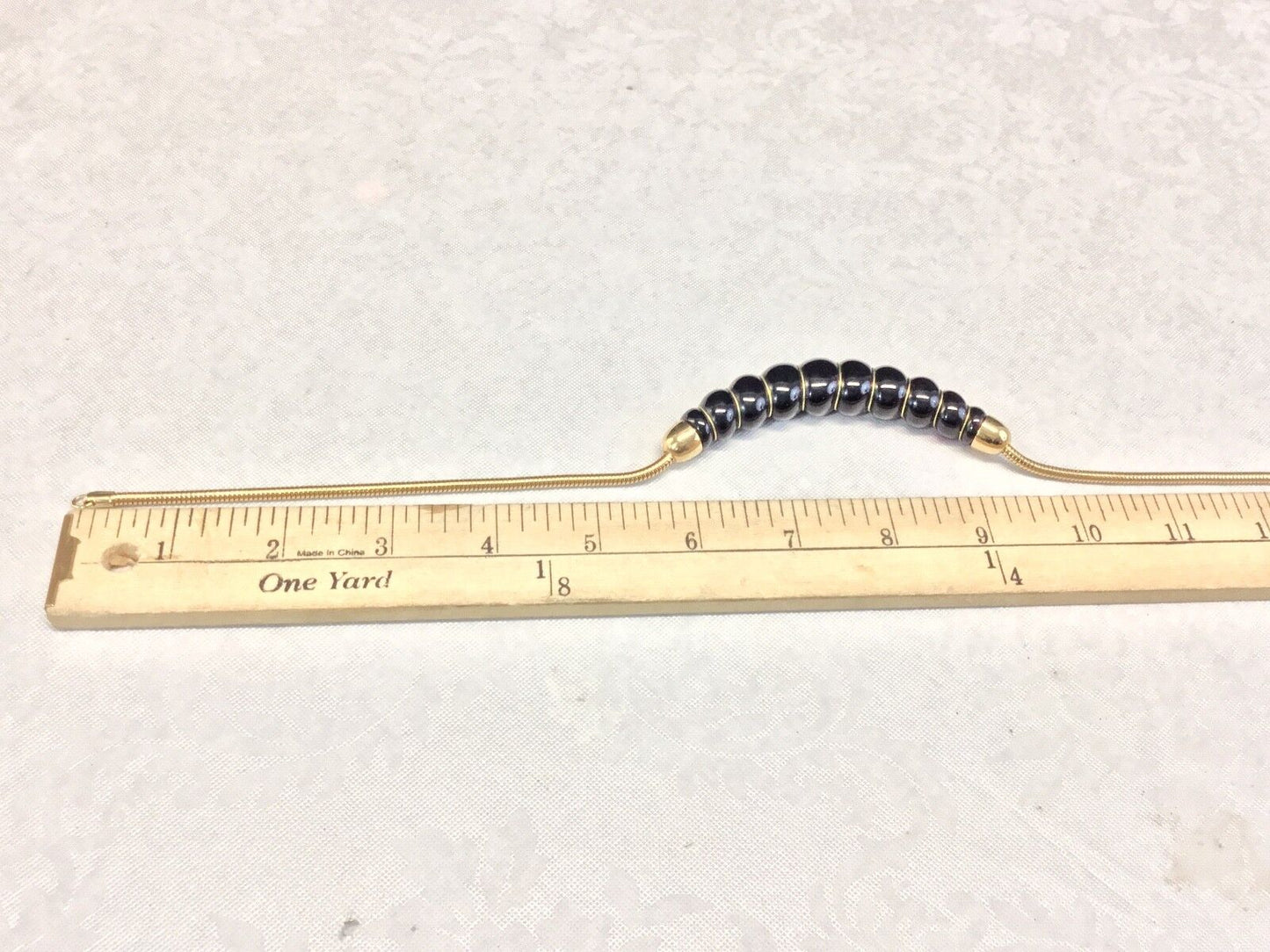 Vintage Black & Gold Tone Scalloped Classic 15" Necklace signed by Park Lane