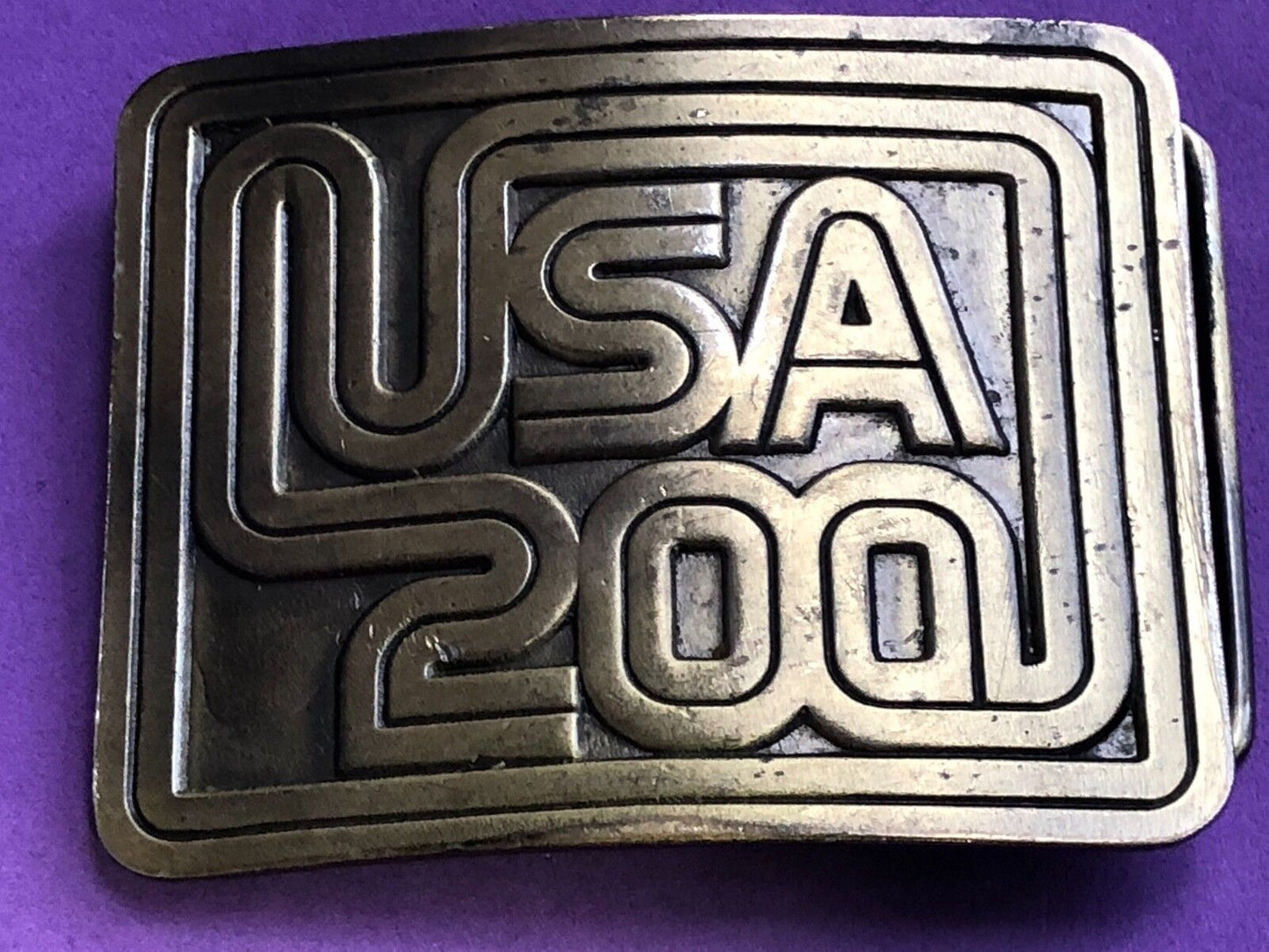 USA 200 Retro Vintage 1970’s Commemorative belt buckle - Brass Co Elk Grove IL