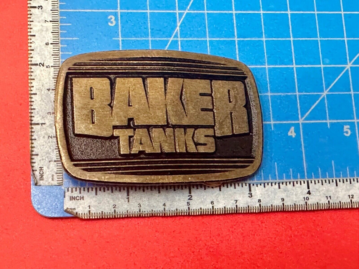 Baker Tanks Fluid Containers Mine Co. Promo solid brass Dynabuckle belt buckle
