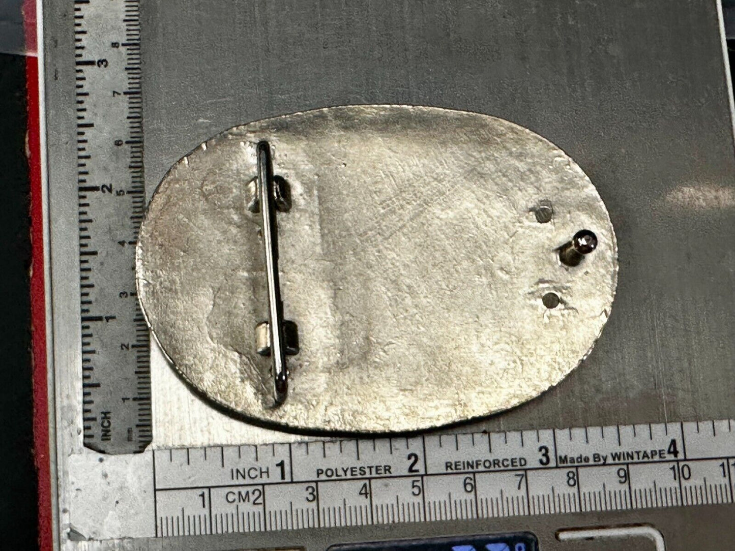 Artisan Made Pink Stones? on silver tone oval western Belt Buckle