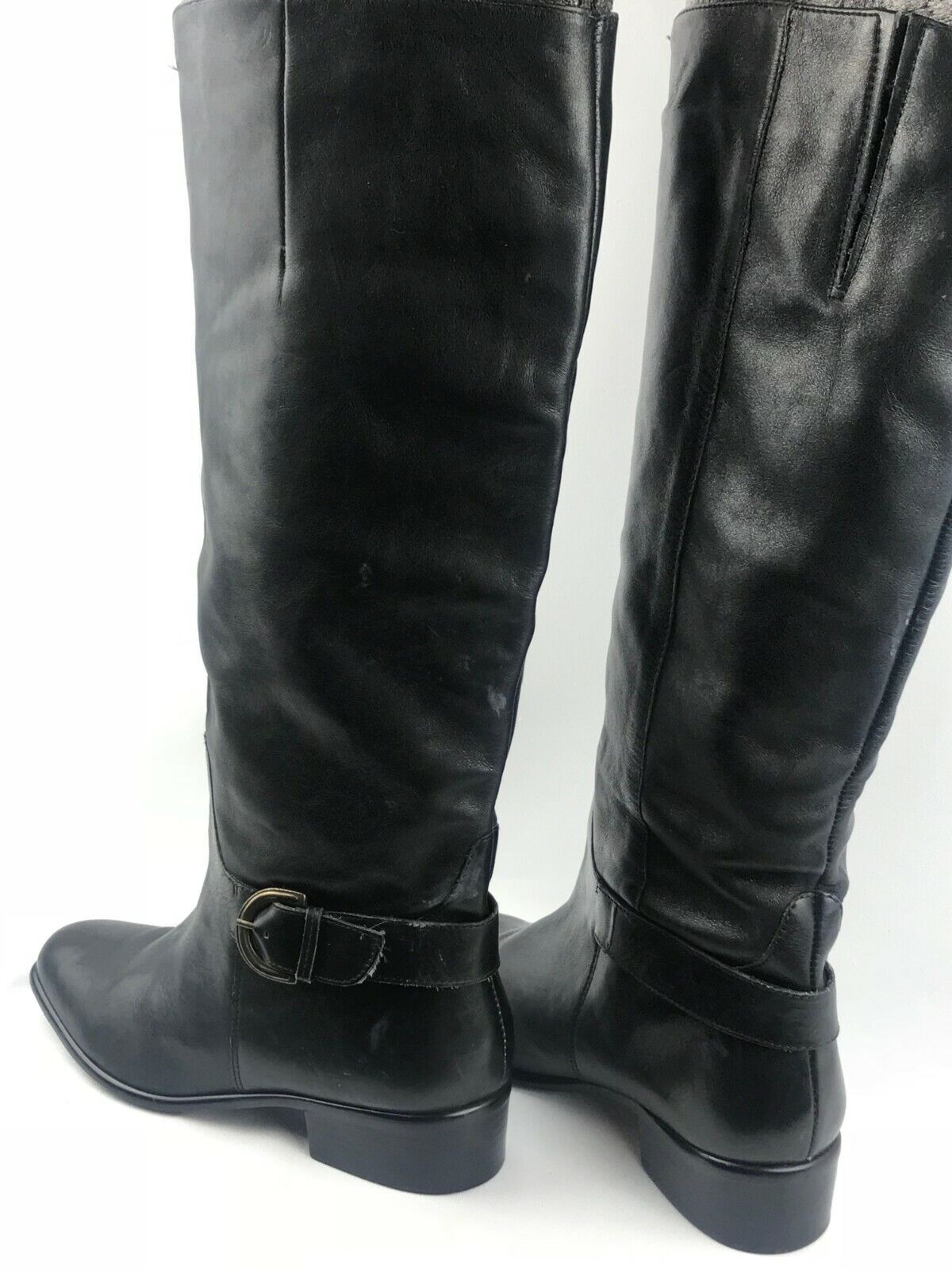 BANDOLINO Black Leather Tall Riding Boot w/ Buckle 5.5
