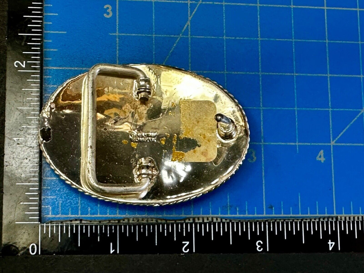 Beautiful Longhorn Western Cowboys Steer Vintage Two Tone Alpaca Mex Belt Buckle