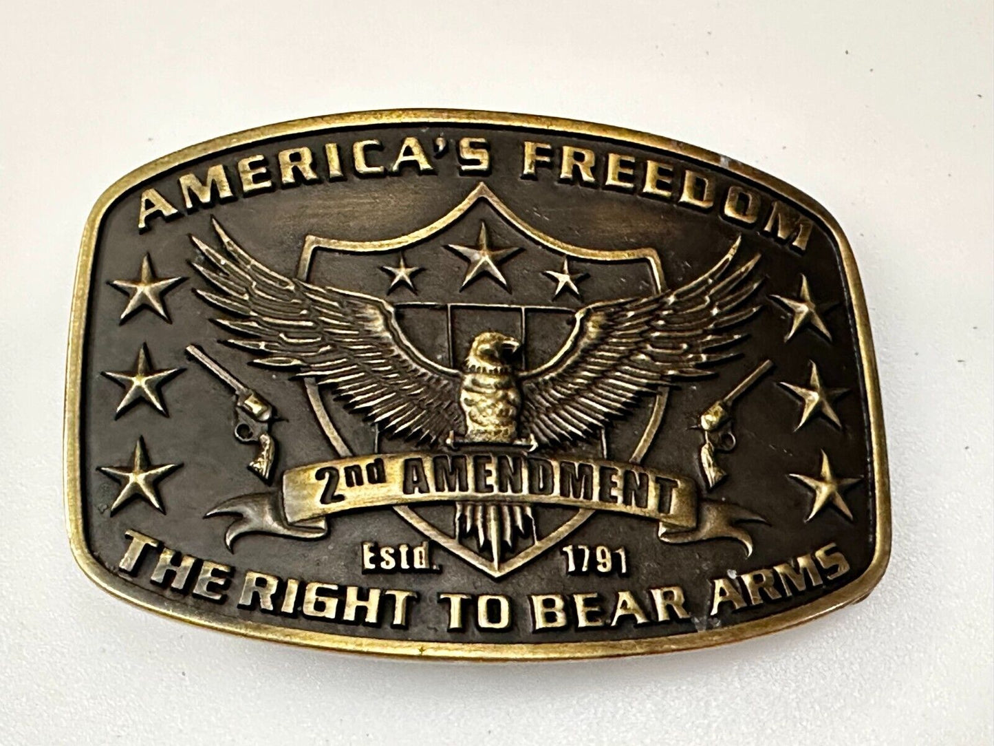 American's Freedom The Right To Bear Arms 2nd Montana Silversmiths Belt Buckle