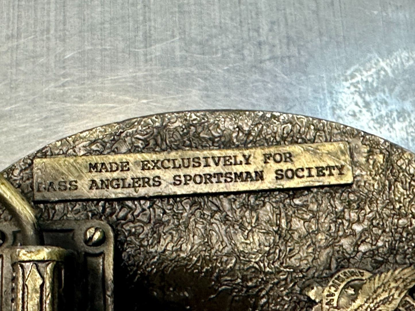 BASS Anglers Sportsman Society LIFE MEMBER Brass Tone Great American Belt Buckle