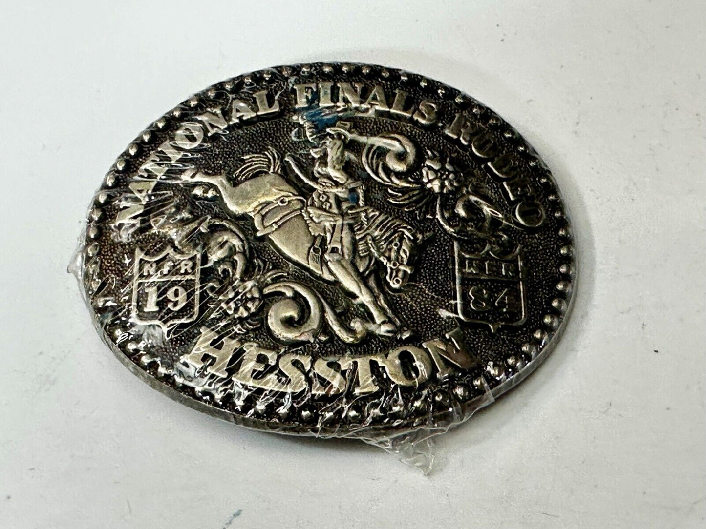 1984 Hesston National Finals Rodeo NFR Cowboys Youth Size NOS Belt Buckle