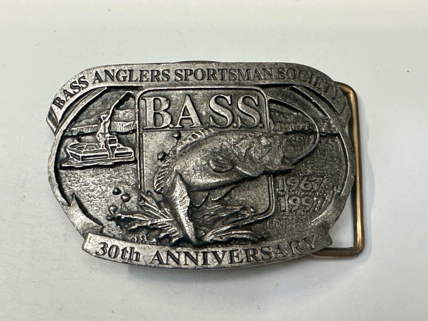 1997 BASS Bass Anglers Sportsman Society Fishing 30th anniversary belt buckle