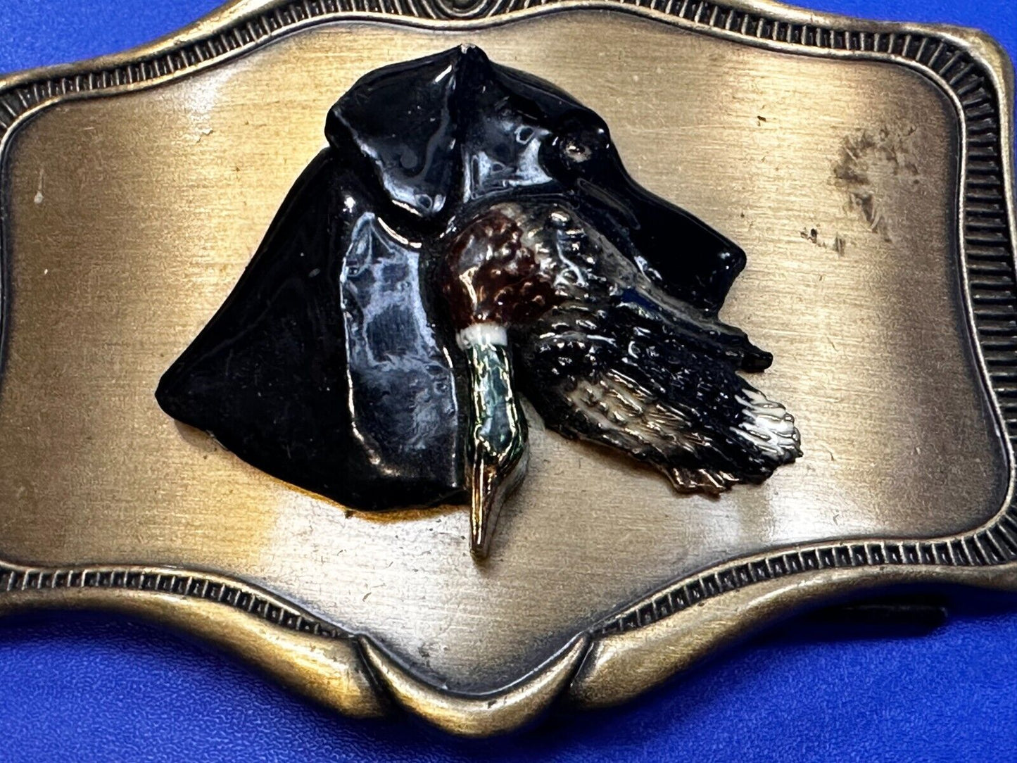 Black Labrador Retriever Bird Dog Wild Duck Hunting Vintage Raintree Belt Buckle