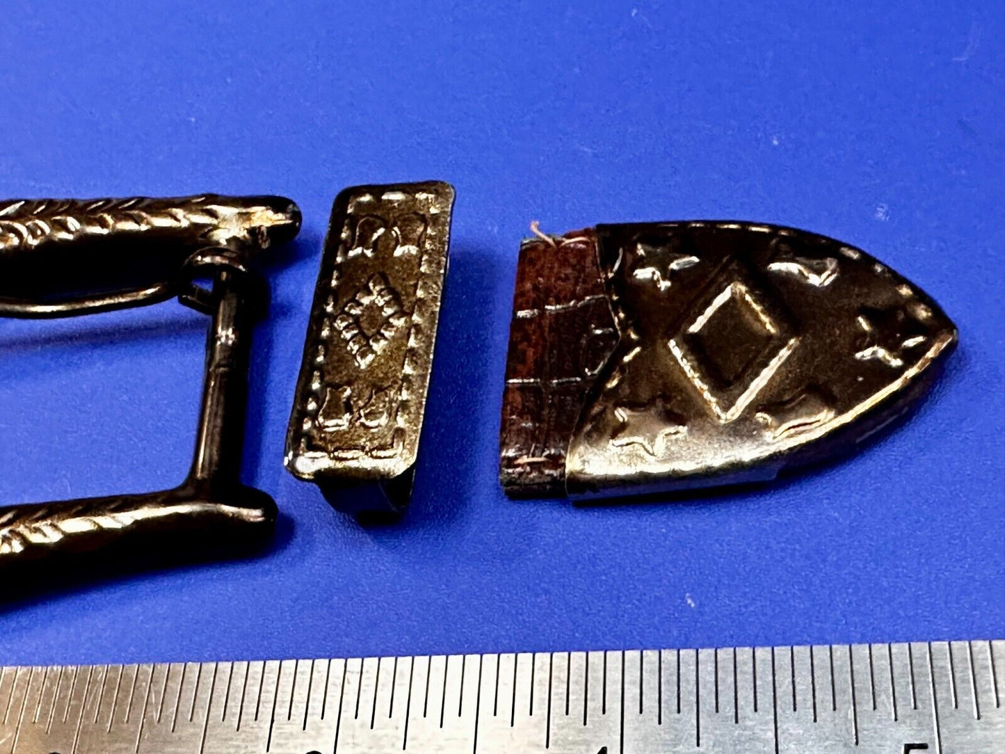 Three Piece Vintage Ranger Silver Tone Belt Buckle Set - Keeper & Tip Included