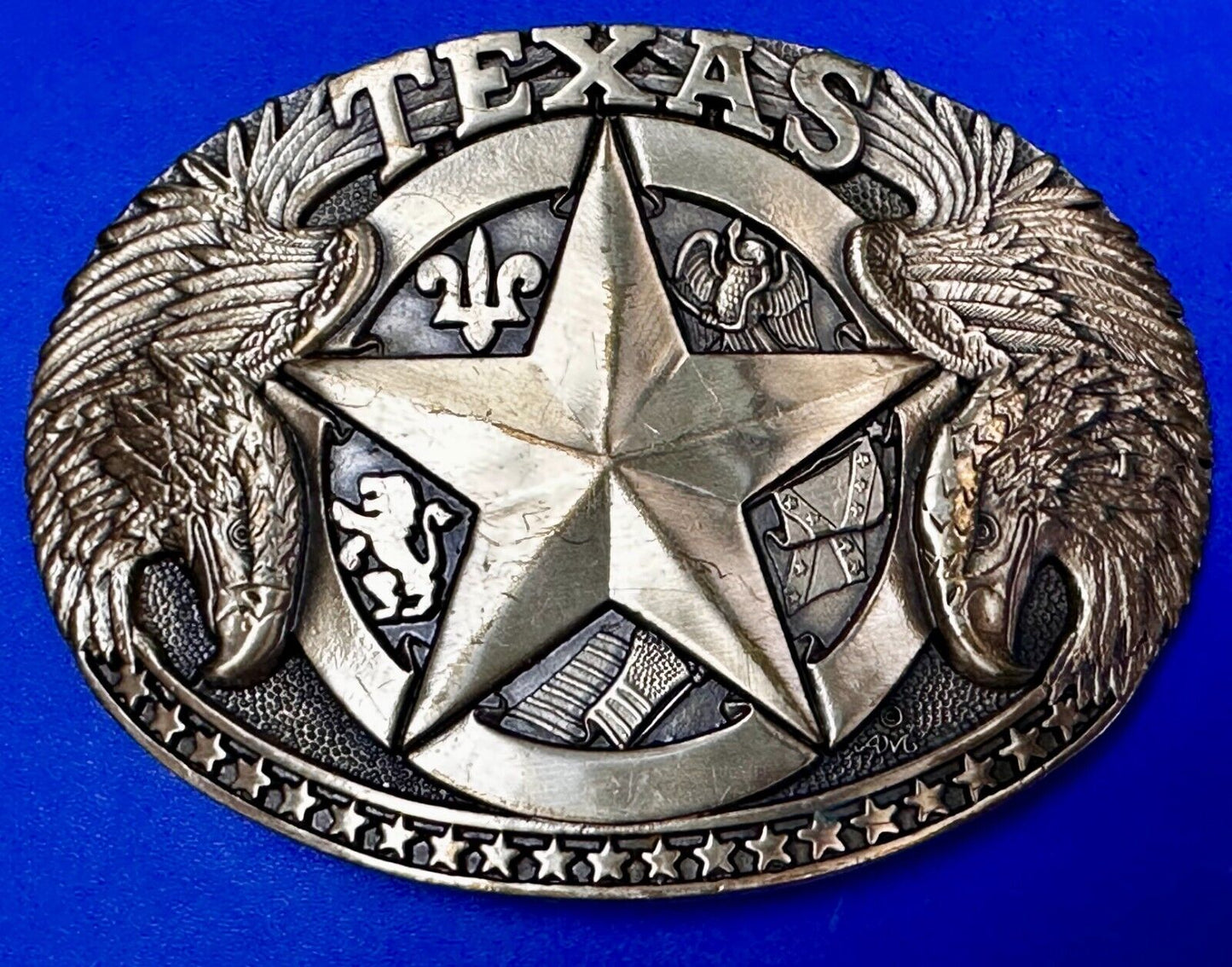 The Texas Lone Star Eagles Flag Solid Brass Award Design Medals Belt Buckle